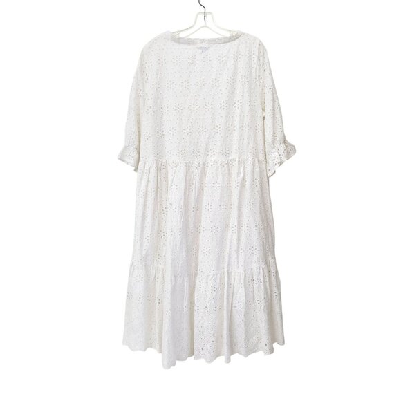 Sundance Jasmine White Eyelet Cotton Midi Dress Large India - Picture 2 of 6